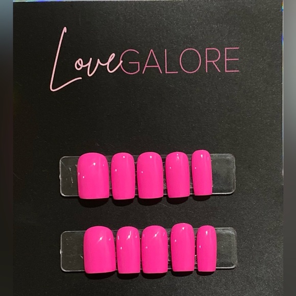 Handcrafted Pink Short Square Press On Nails- Love Galore - Picture 2 of 6